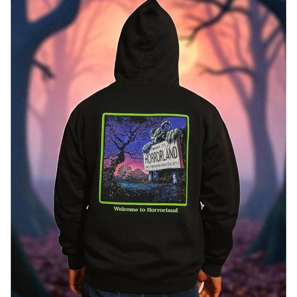 Goosebumps‎ Hoodie Mens M Black Haunted Halloween Horrorland Monster Park